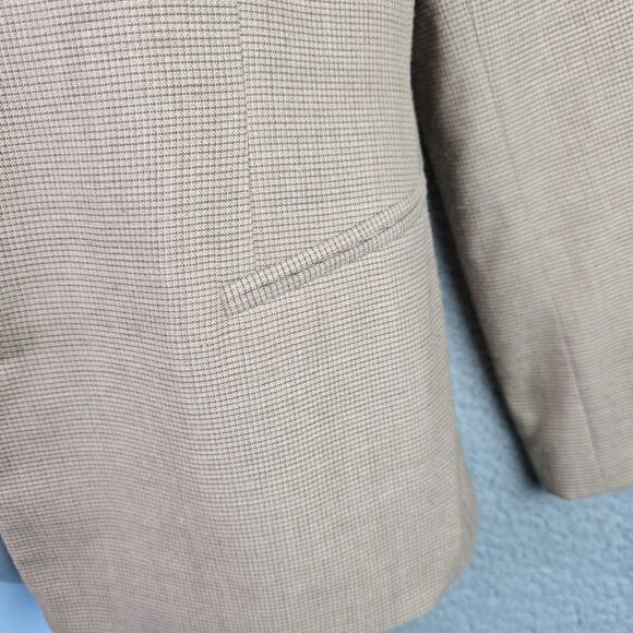 VTG Jones New York Womens Blazer 12 Beige Wool Blend Checkerboard Classic - Picture 16 of 16